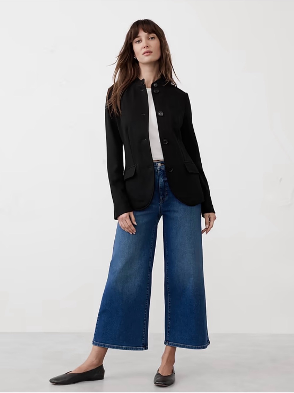 Banana Republic Factory Black Knit Pique Tailored Women's Blazer